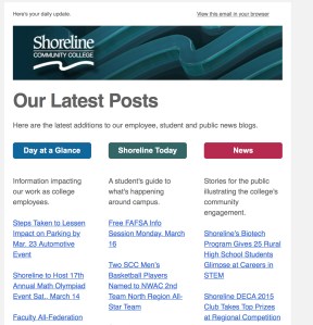 Here is a snapshot of the top half of the new email layout.