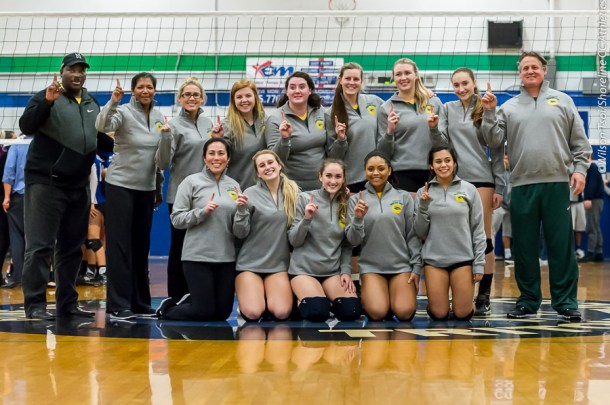 In its last regular season match, Shoreline Dolphins Volleyball defeats cross town rival Edmonds Tritons in 3 straight sets to capture NWAC North Region crown at Tritons Gym, Lynnwood, Washington on November 10, 2015.