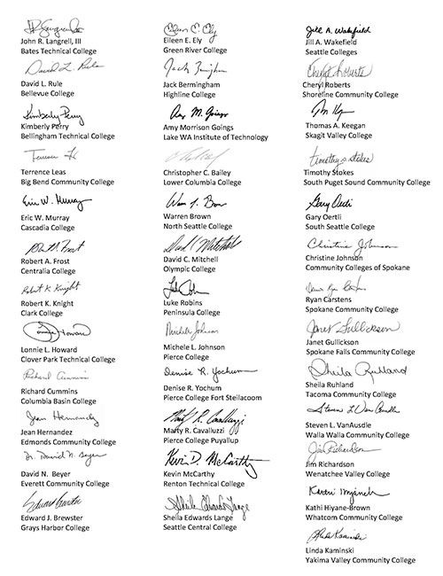 College presidents sigatures