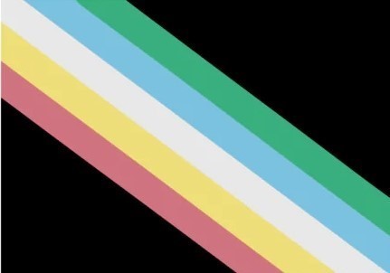 Disability Pride Month flag red yellowwhite blue and green diagonal stripes against a black background