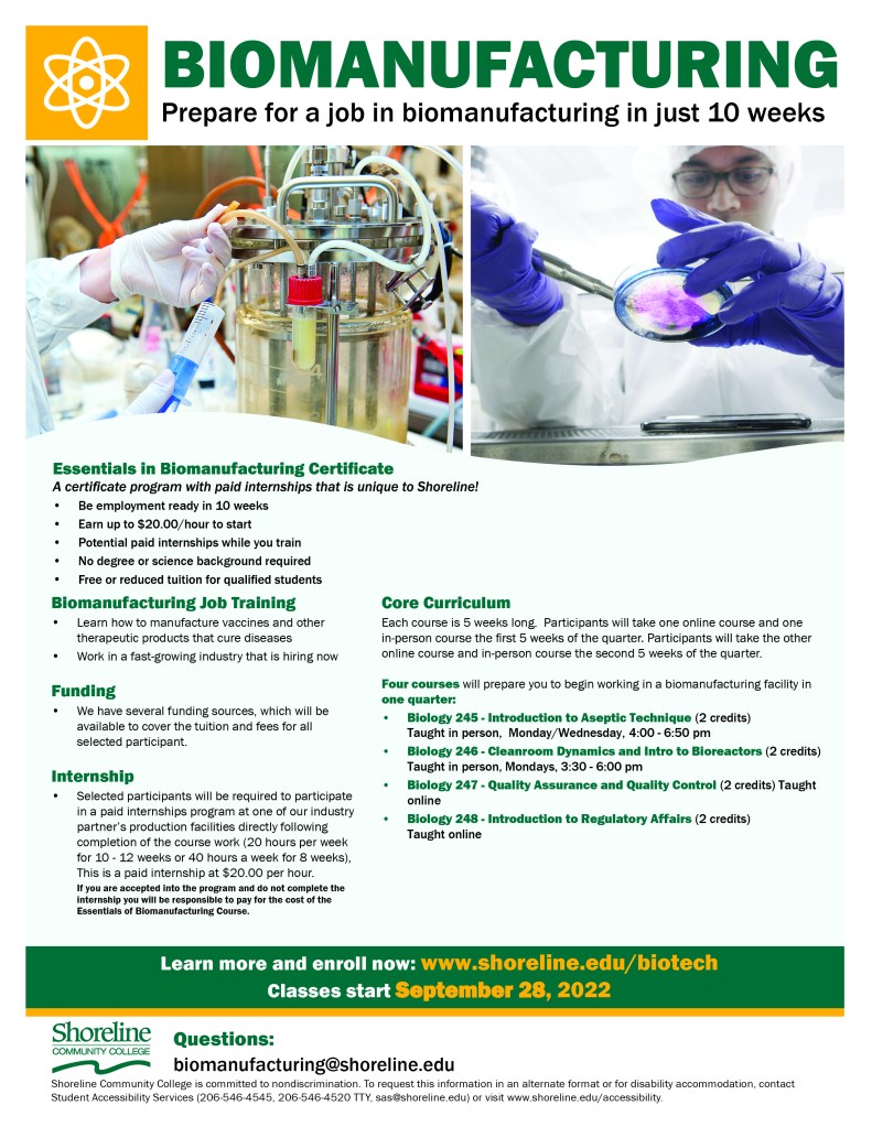 Biomanufacturing informational flyer