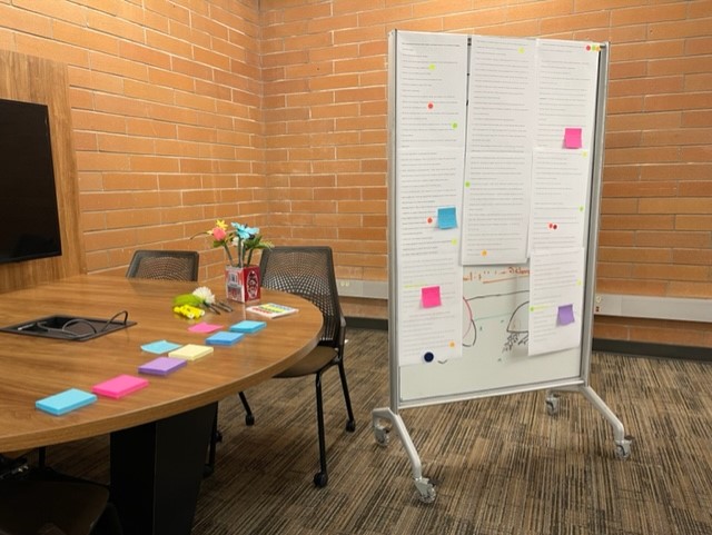 white board with sticky notes