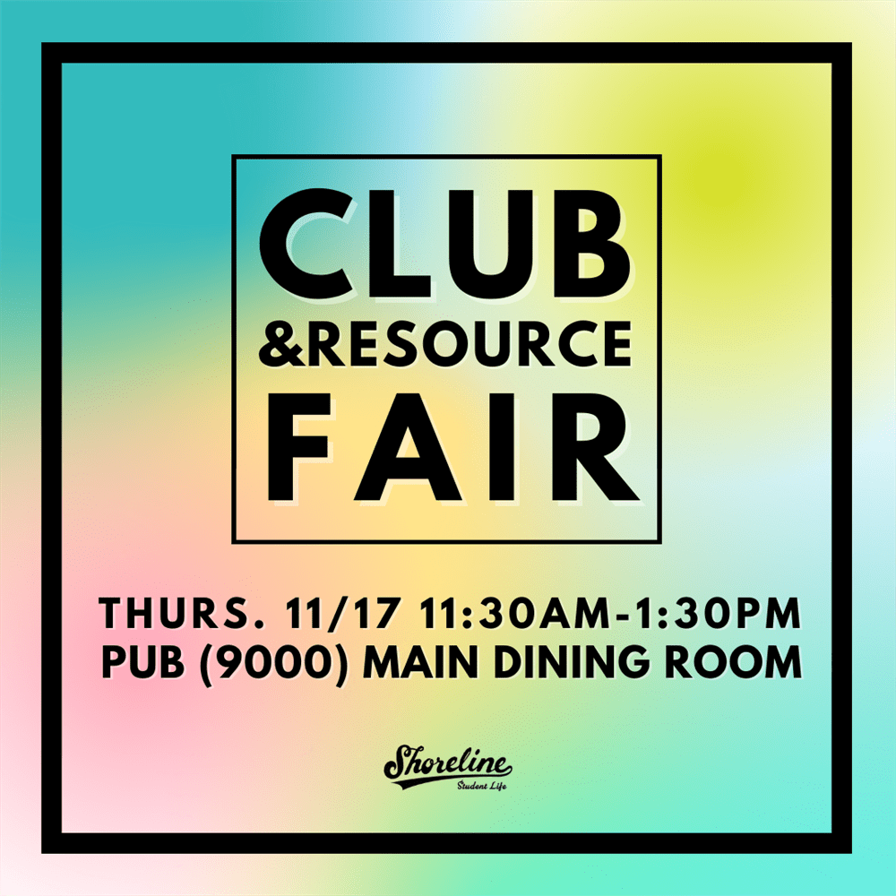 Club fair event info listed on a graphic