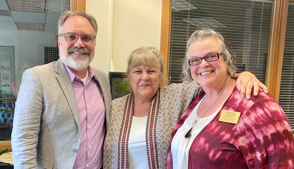 Dr. Kahn, Michelle Cimaroli and representative from Shoreline/LFP Senior Center