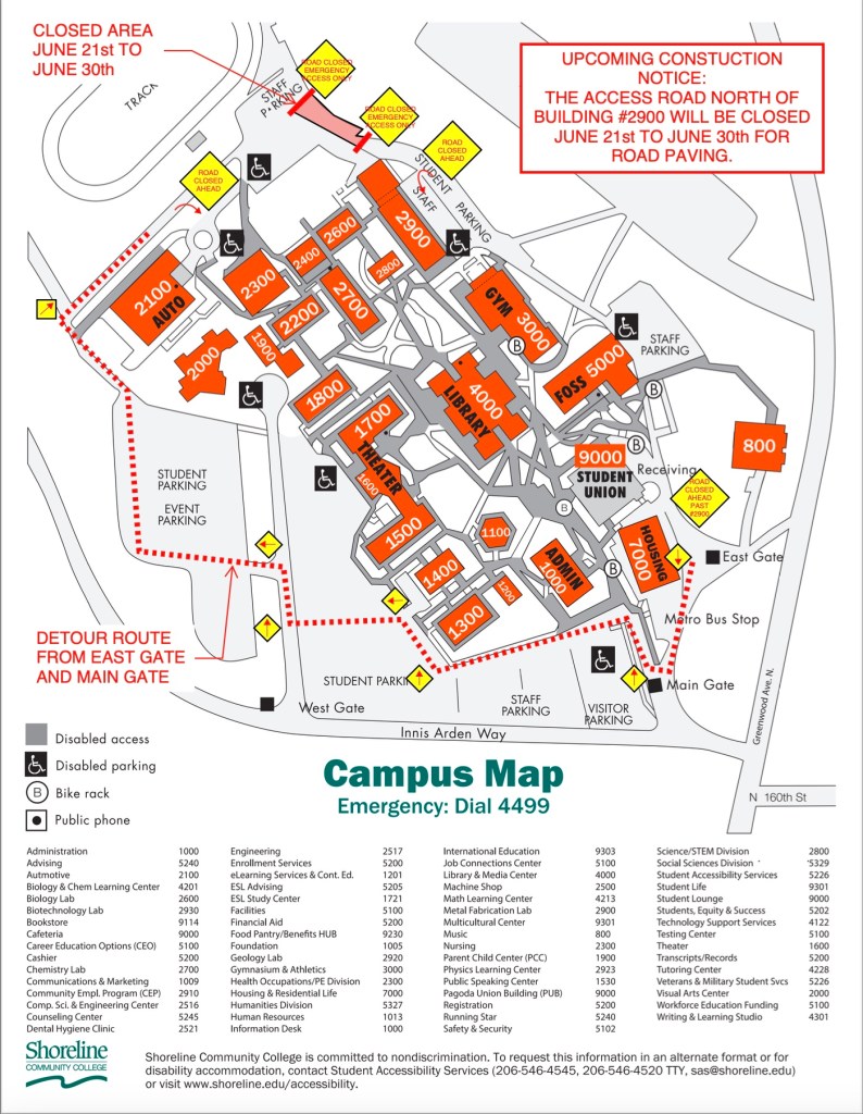 This is a map of campus that shows the impacted area.