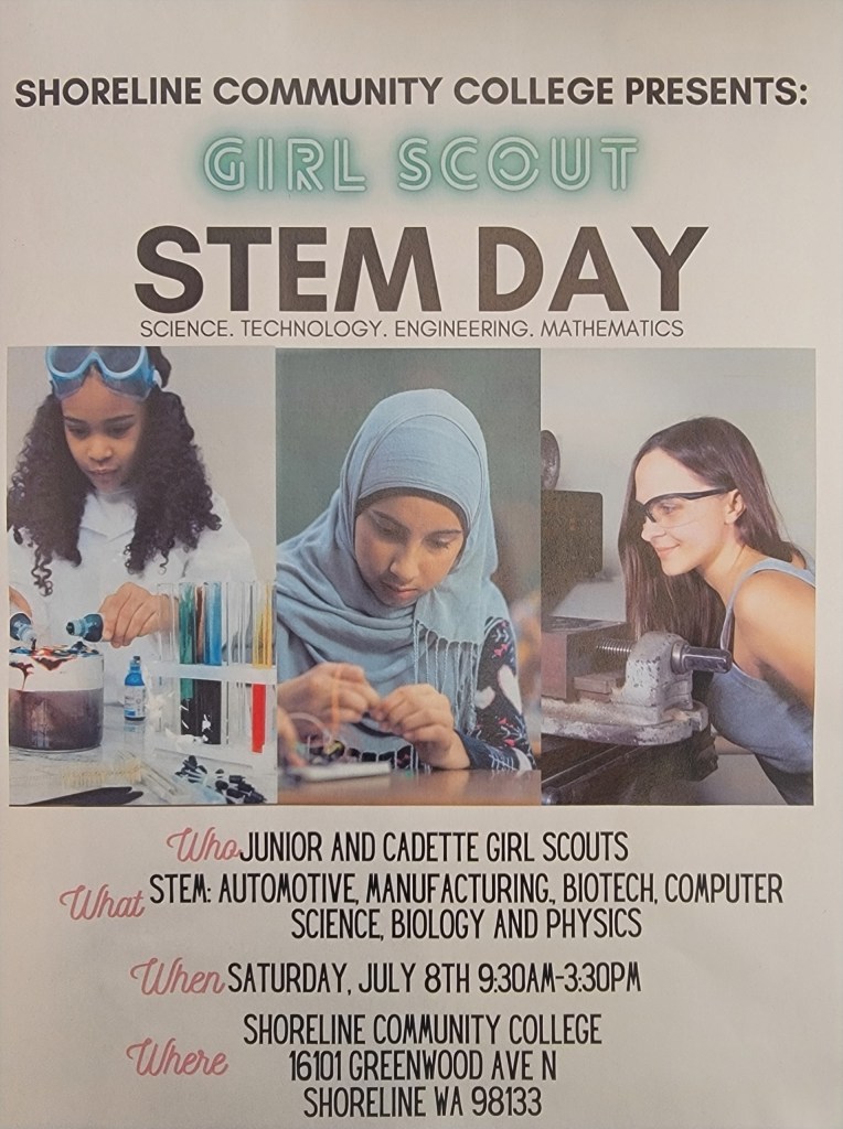 This is a flyer advertising the Girl Scout STEM Day
