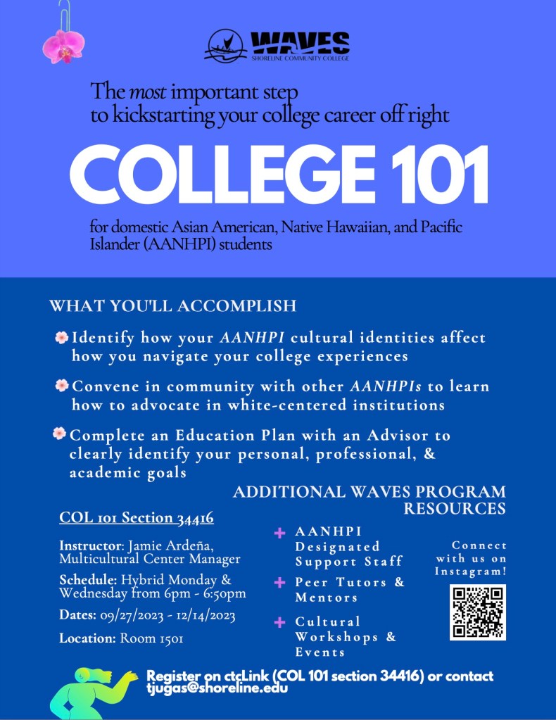 This is a blue flyers with white writing that lists information about the class