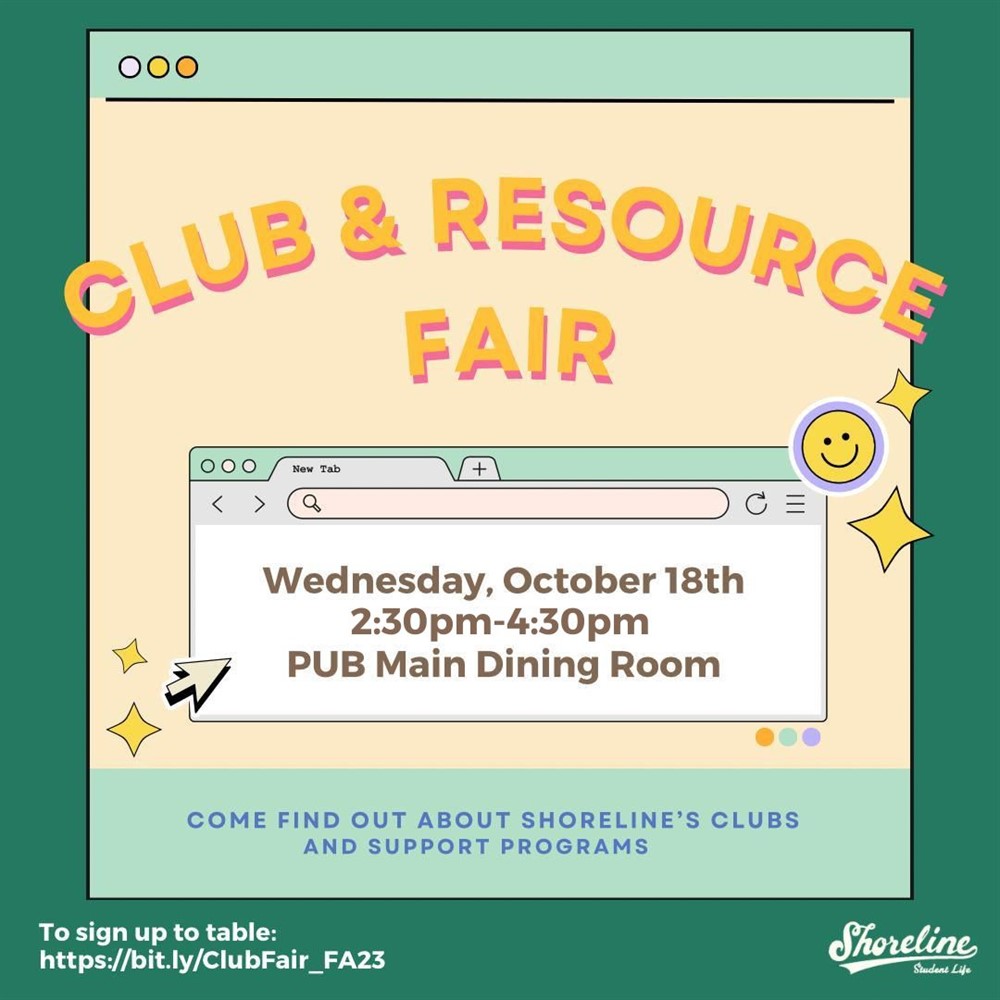 This is a gold and yellow flyer advertising the Student Club and Resource Fair.