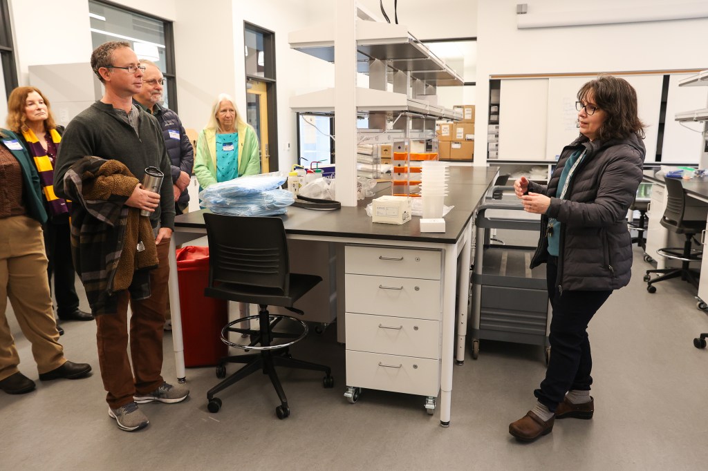 These are images taken during Senator Salomon's visit this week.  They are of him taking a tour to and from the new Cedar building.