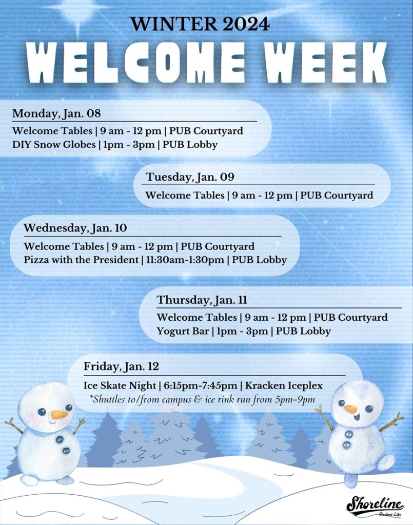 This is a blue background with two snowman and snow covered trees