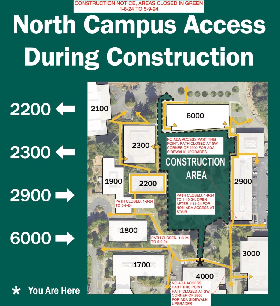 This is a map of campus showing where the construction will be.