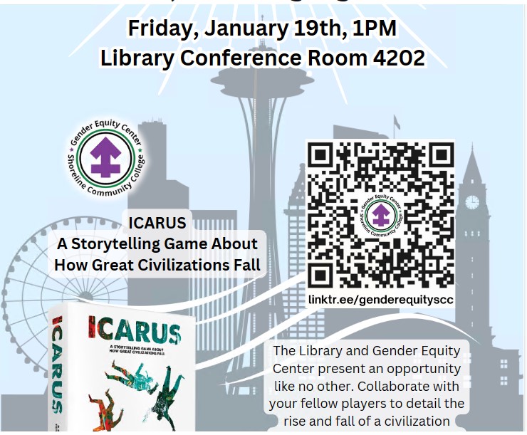 This is a blue graphic with the grey silhouette of the Seattle skyline