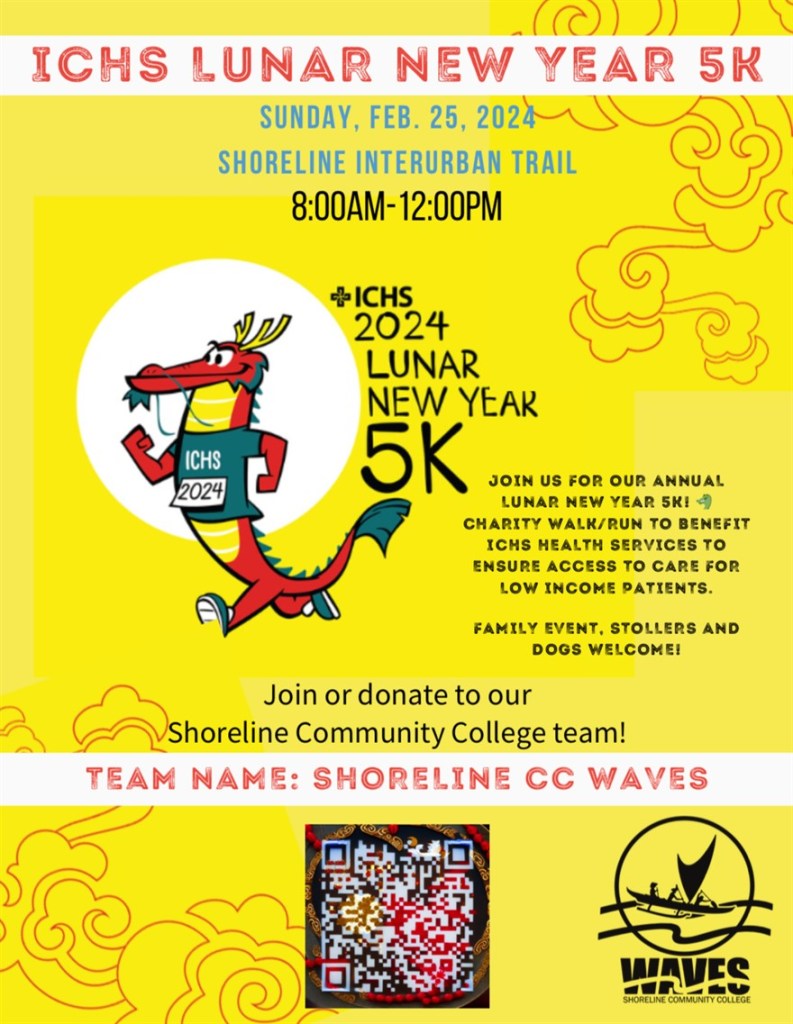 This is a yellow flyer with a cartoon dragon running