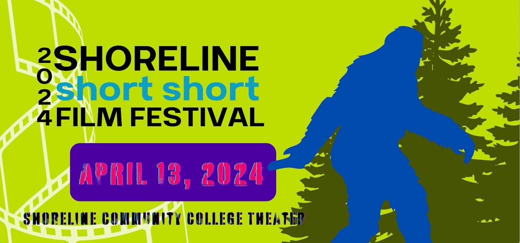 This is a bright green flyer with a blue Sasquatch on it