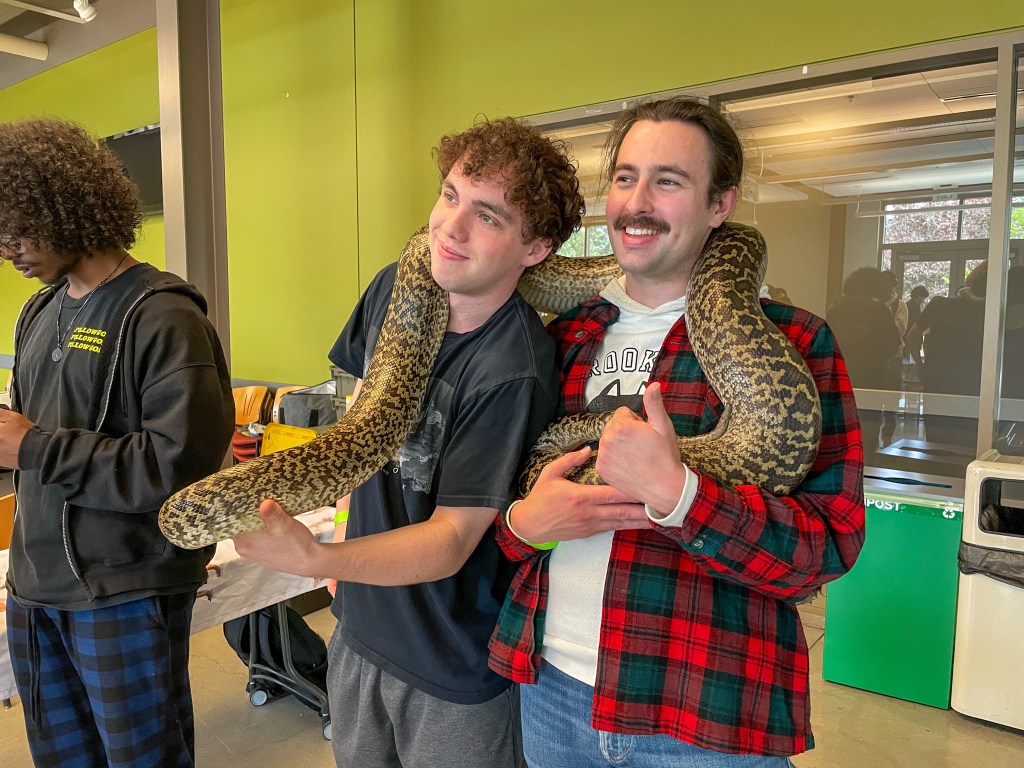 Two students and a snake