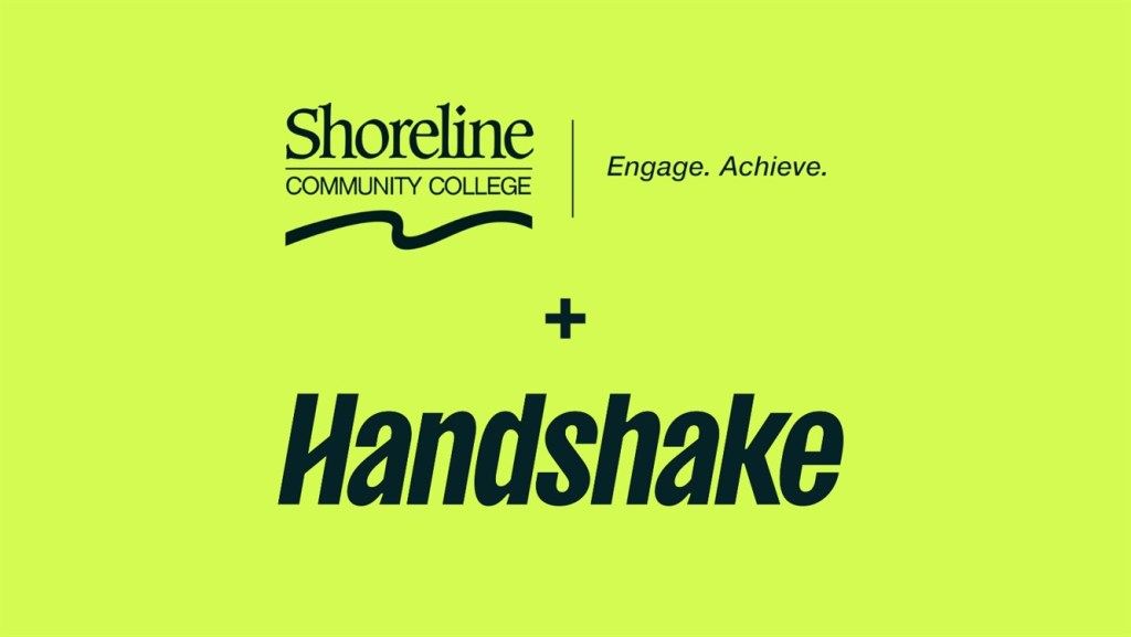 This is a bright green clock with the shoreline logo, and the handshake logo