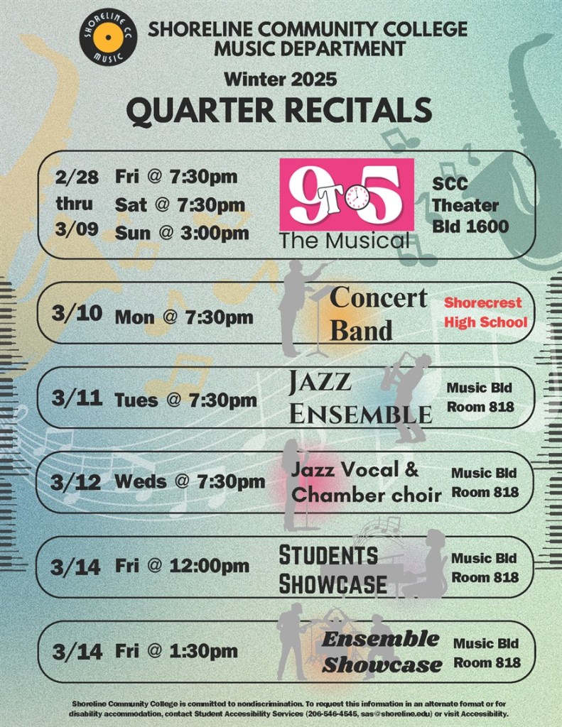 Green flyer with the dates and times of each events that are found in the text of the blog post.