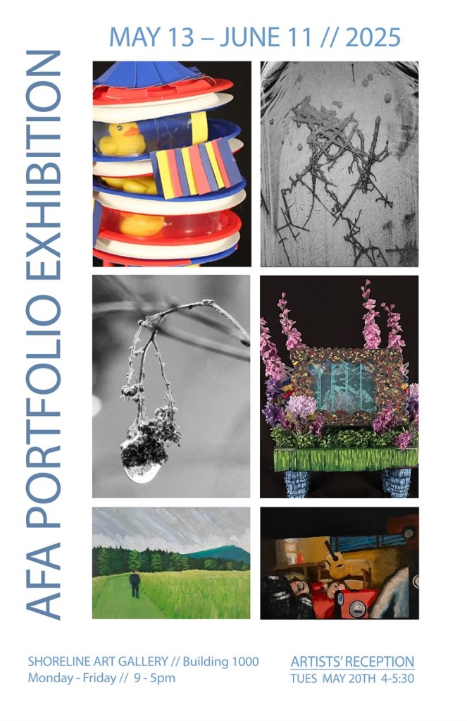 A collage of different student art projects.