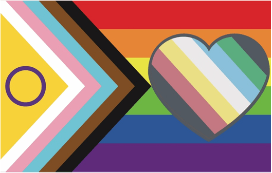 This image has flag related symbols of Pride Month