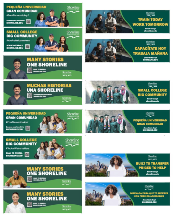 A series of bus ads promoting Shoreline Community College. 