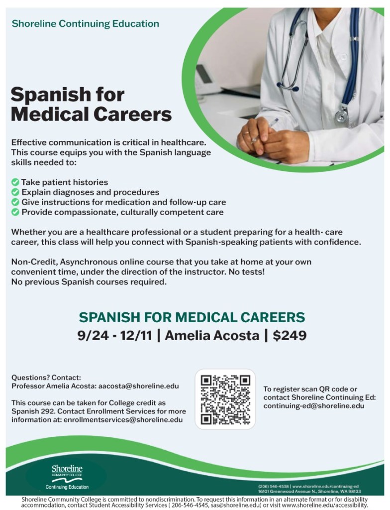 Course flyer with QR code to the registration link. 