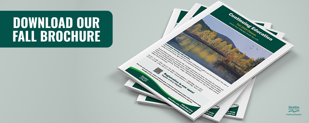 Picture of a stack of brochures with the headline "Download Our Fall Brochure."