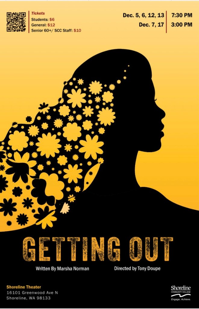 Event flyer featuring a woman's silhouette against a yellow background.