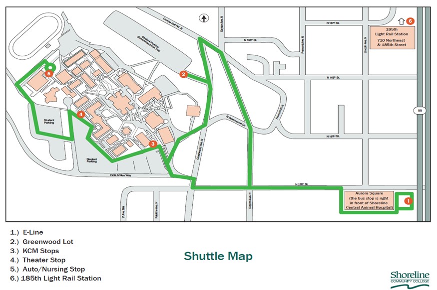 Map of shuttle stops.