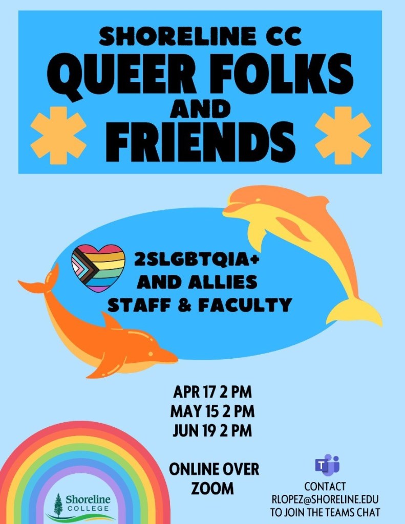 Event flyer includes images of dolphins and a rainbow.