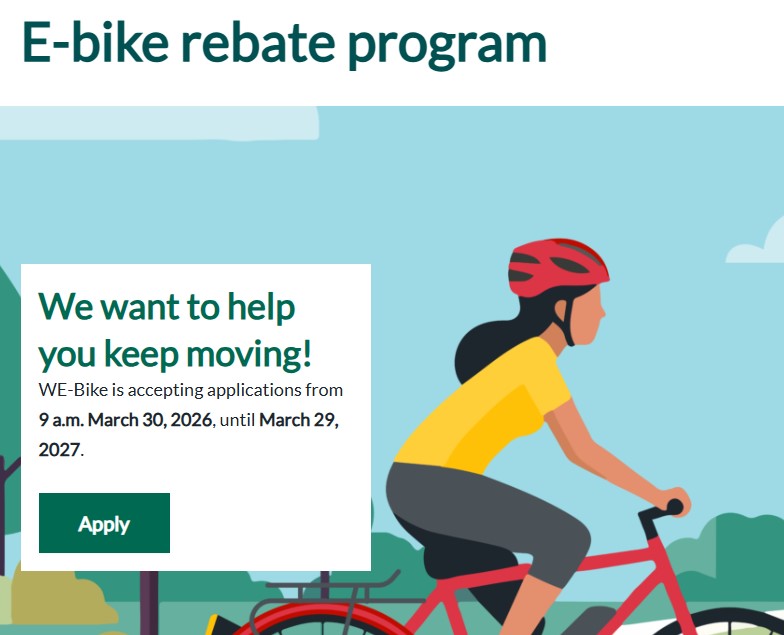 Cartoon of a person on a bicycle alongside the headline "We want to help you keep moving!"