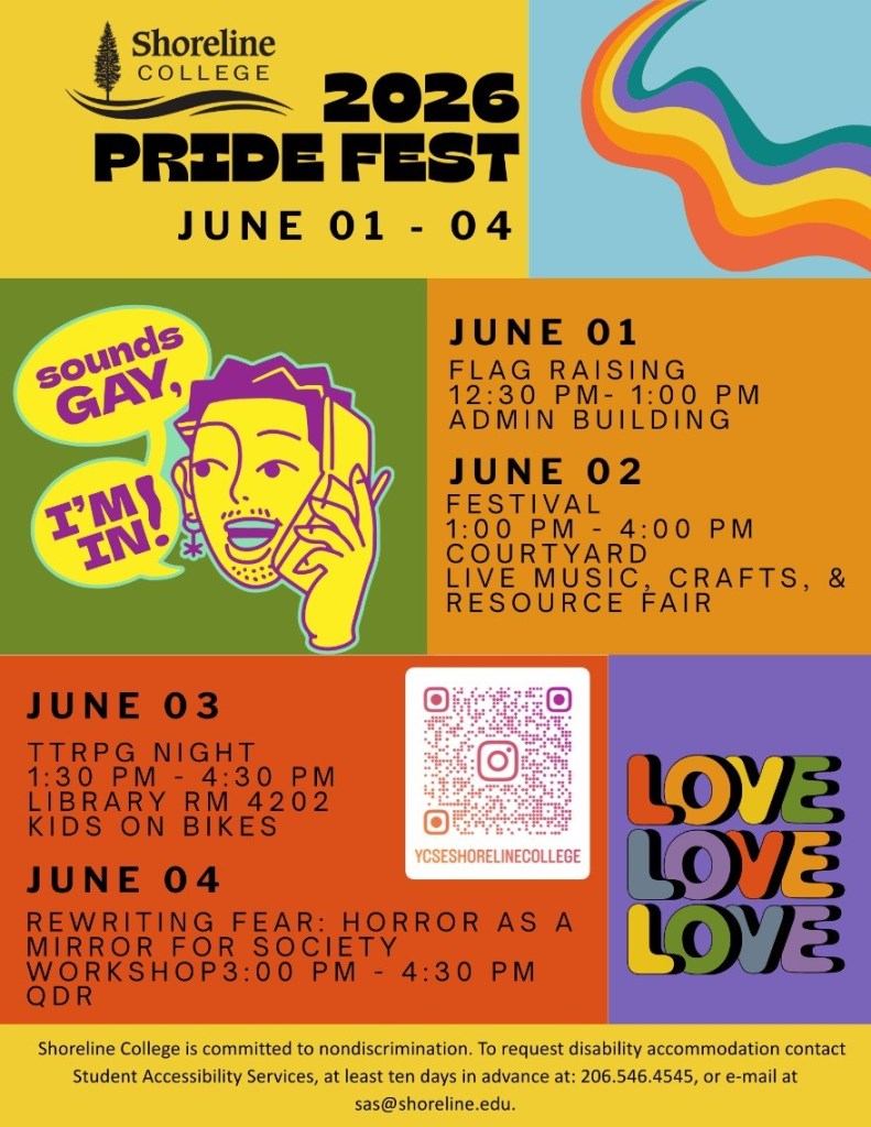 Flyer with rainbow and LGBTQ+ graphics