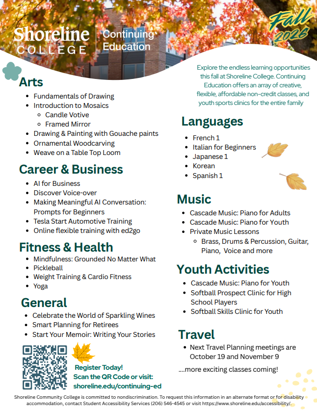 Fall flyer for Continuing Education. 