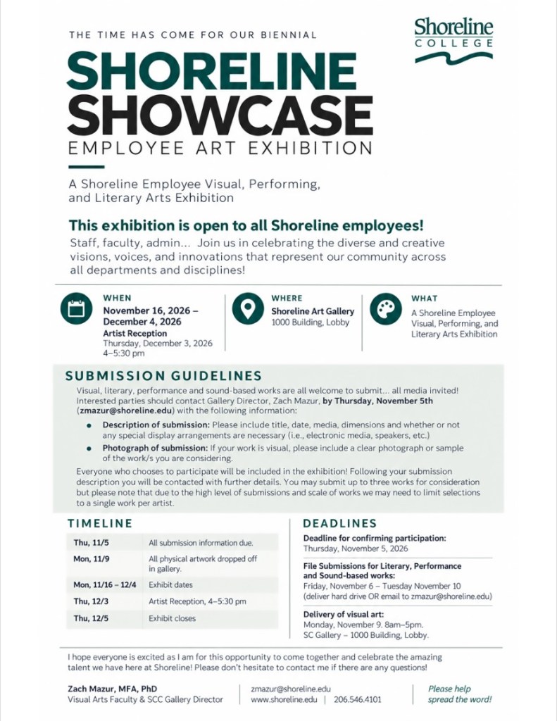 Flier and instructions for applying to Shoreline Showcase event.